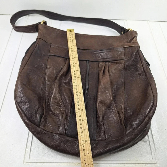 Sabina New York Genuine Leather Shoulder Hobo Brown Big Carry Bag Tote. - Picture 2 of 11
